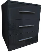 Swindon Gloss Black 3 Drawer Bedside